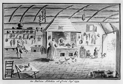 Vista de una cocina italiana en Lerici, septiembre de 1754 de Italian School